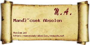 Manácsek Absolon névjegykártya